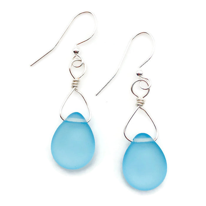 Earrings - Round Teardrop - Turquoise Blue