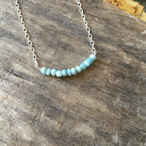 Necklace - Gemstone Bar - Larimar - Sterling Silver