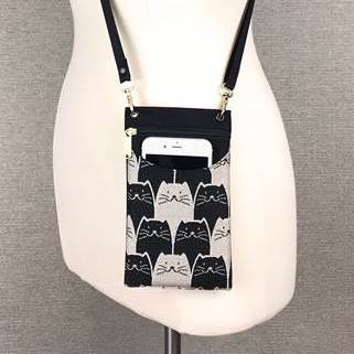 Purse - Cell Phone Case - Adjustable - Meowser