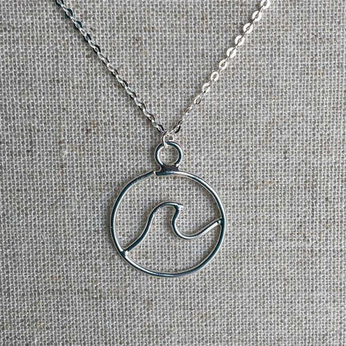 Necklace - Wave Pendant - Circular - Sterling Silver