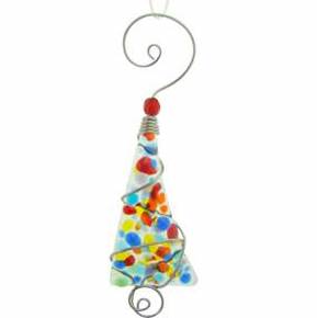 Ornament - Crushed Glass Tree - 4 Inch - Bright