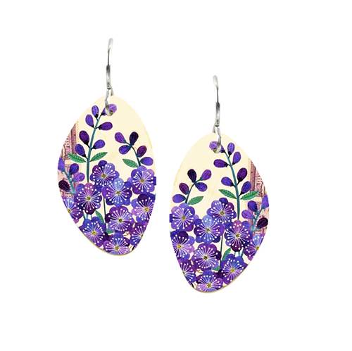 Earrings - Lilac Bloom Organic Oval - EA11