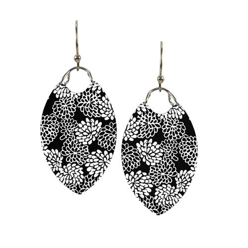 Earrings - Black and White Duet Tapered Oval - EA70