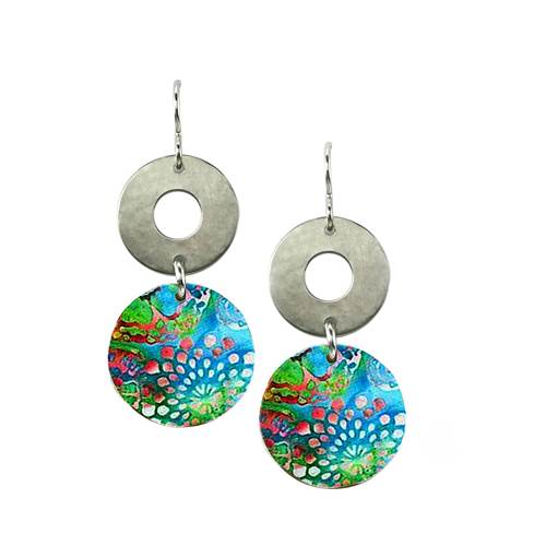 Earrings - Blue Haven with Cut Out Disc - EC16
