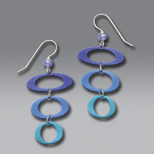 Earrings - 3 Blue/Aqua Open Ovals - 7141