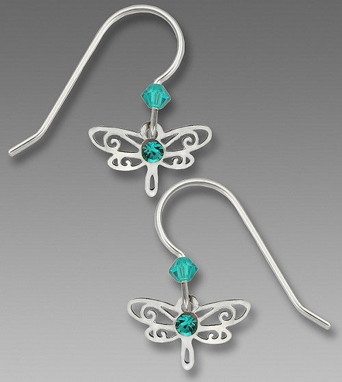 Earrings - Blue Zircon Mini Dragonfly - 0716-1