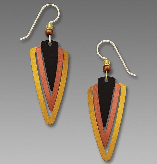 Earrings - Three Part Open Triangle Bronze/Copper - 7803