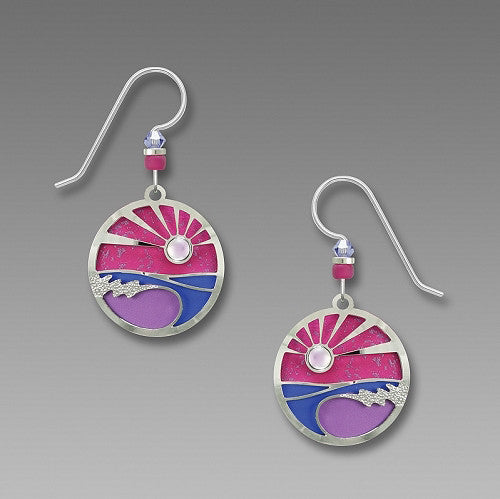 Earrings - Waves with Pink and Purple Twilight - 7787