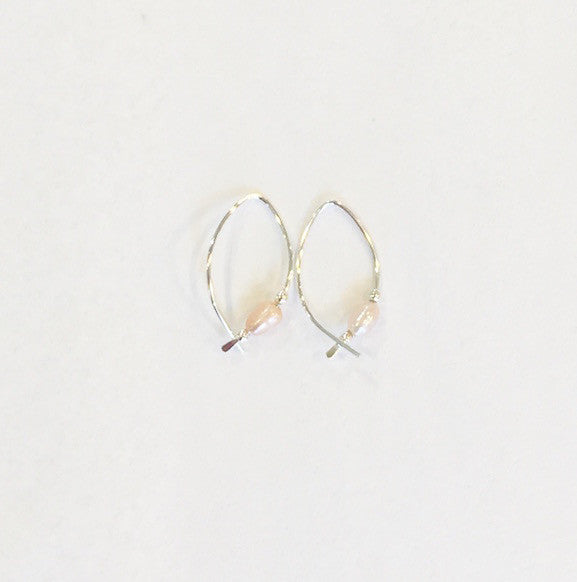 Earrings - Wishbone - Small - SS - Pink Pearl
