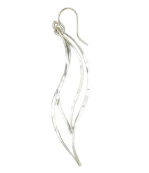 Earrings - Sterling Silver - Sweeping Leaf - F75-ss
