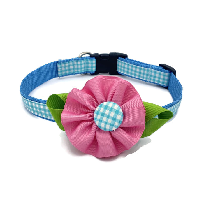 Dog Collar - Aqua - Flower - Extra Small
