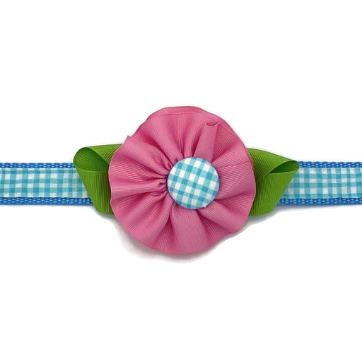 Dog Collar - Aqua - Flower - Medium