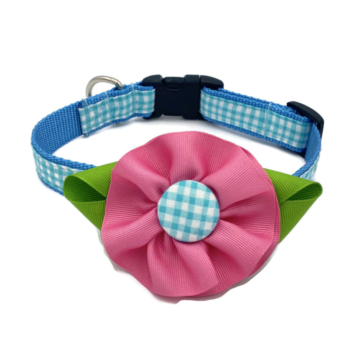 Dog Collar - Aqua - Flower - Extra Small