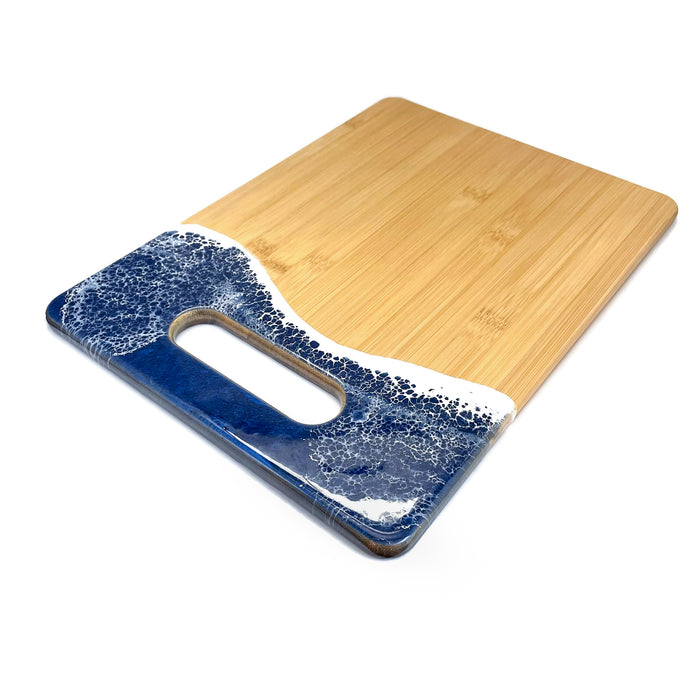 Ocean Wave Cutting Board - Medium - Ocean Blue - Vertical