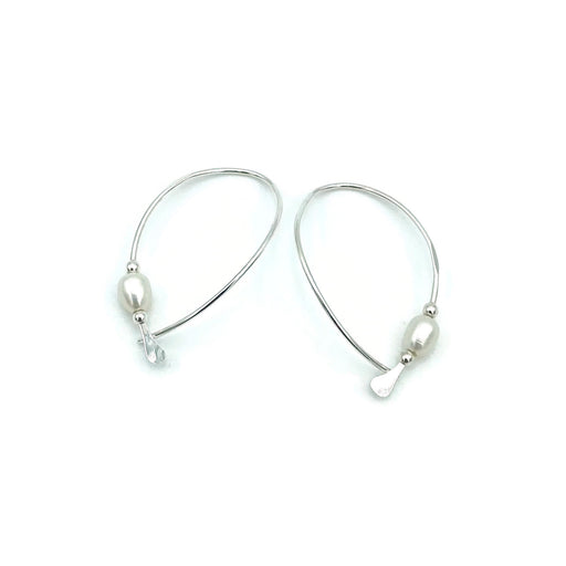 Earrings - Wishbone - Medium - SS - Pearl
