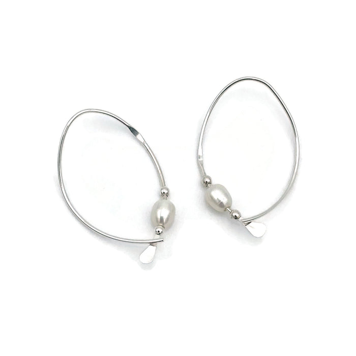 Earrings - Wishbone - Medium - SS - Pearl