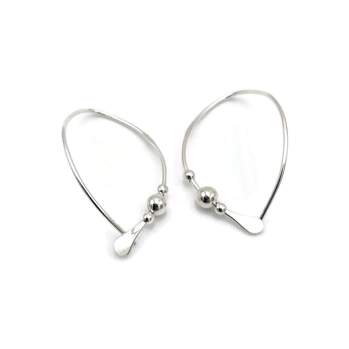 Earrings - Wishbone - Medium - SS - Silver Ball
