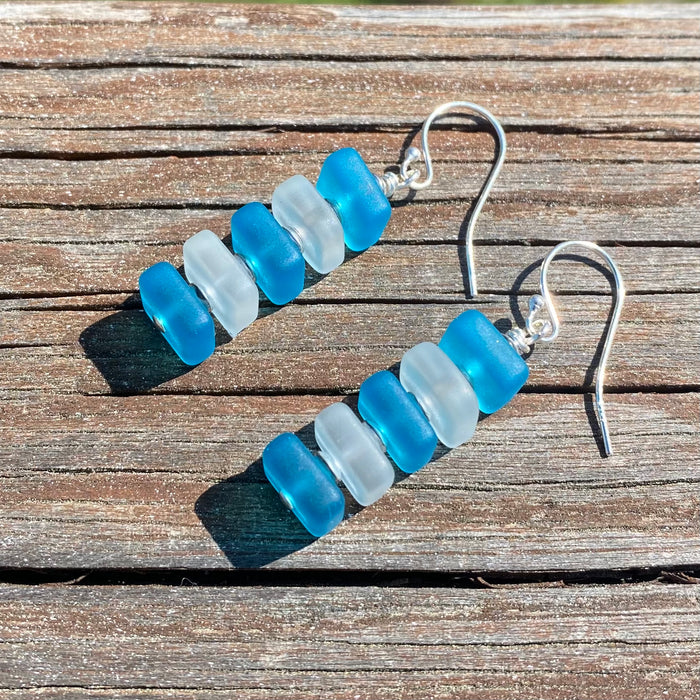 Earrings - Squares - Pacific Blue/White - SLS