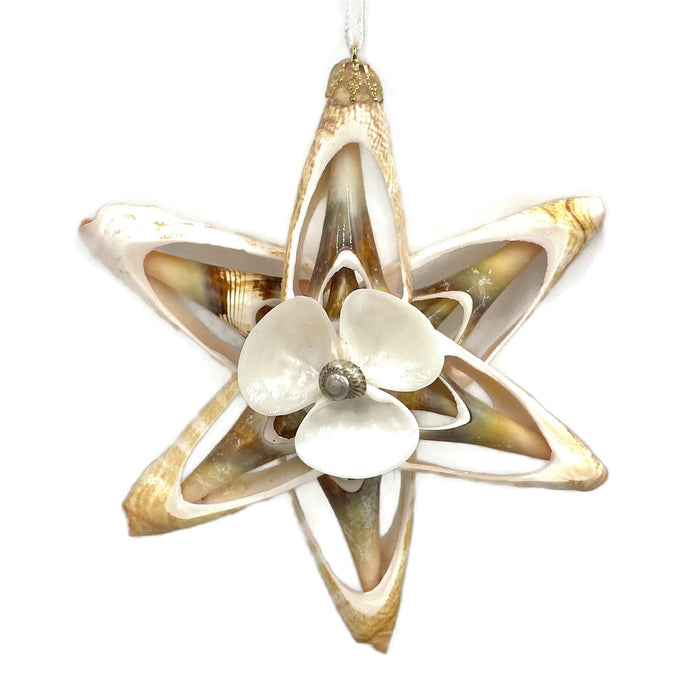 Ornament - Cut Shell Star - White Center - SLS