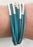 Leather Tube Bracelet - Silver Tubes - Turquoise - Medium
