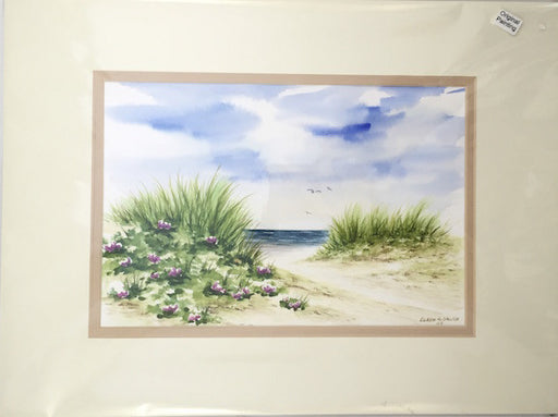 Original - 12x16 - Watercolor - Beach Roses - Tan Matte
