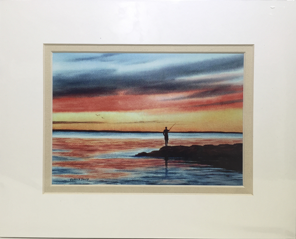Print - 8x10 - Sunset Fishing - Tan Matte