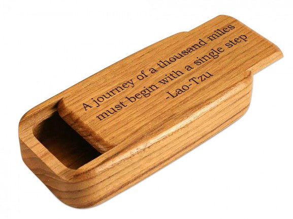 Secret Box - Quote Box - A journey of a thousand miles must begin with a single step - Cherry - 3/4x2x4 - SC6651-Q102