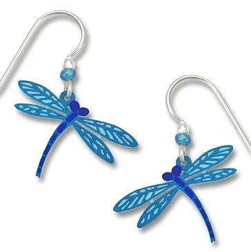 Earrings - Blue on Blue Dragonfly - 1324