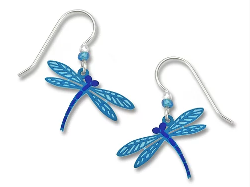 Earrings - Blue on Blue Dragonfly - 1324