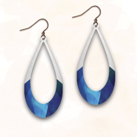 Earrings - Large Open Teardrop - Shades of Blue - RBRS