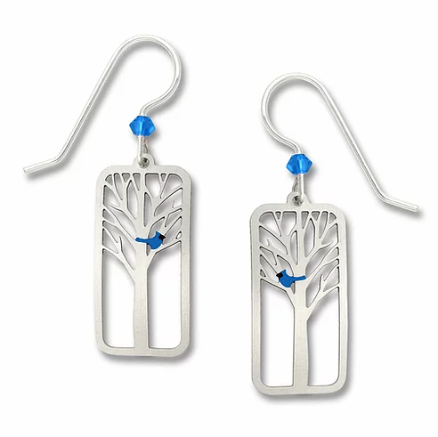 Earrings - Bluebird in Tree - 1842