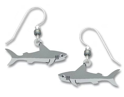 Earrings - Whimsical Grey Shark - 1712