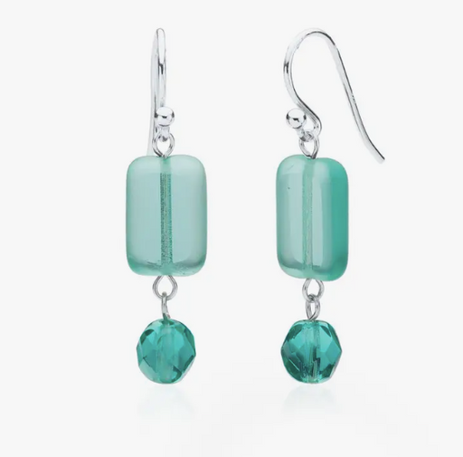 Earrings - Crystal Dangle - Sea Glass Teal