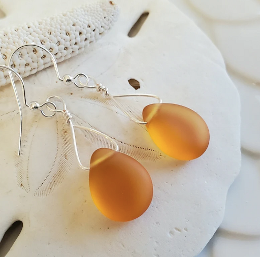 Earrings - Round Teardrop - Amber