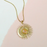 Necklace - Celestial Sun and Moon Pendant - Crushed Fire Opal