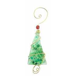 Ornament - Crushed Glass Tree - 4 Inch - Greens