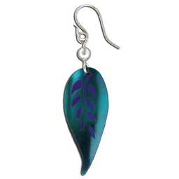 Earrings - Sterling Silver and Niobium - Cala Lily Leaf - A21-ss-c