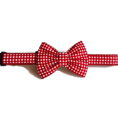Dog Collar - Red Plaid Bow Tie - Extra Small
