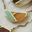 Necklace - Half Moon Geo Pendant - Crushed Carnelian, Green Opalite and Turquoise