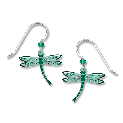 Earrings - Teal Green Dragonfly - 1425