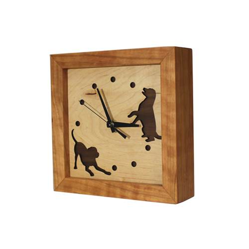 Clock - Box Clock - Dogs at Play