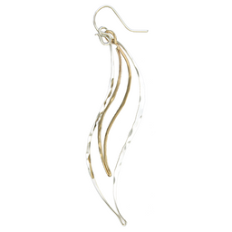 Earrings - Sterling Silver and Gold Filled - Sweeping Leaf - F75-mx