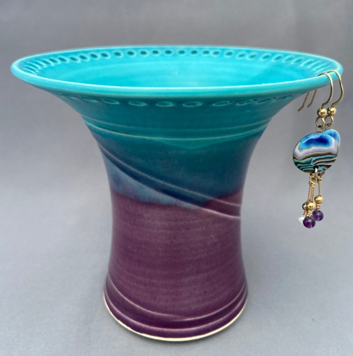 Earring Pedestal - Turquoise and Amethyst