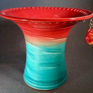 Earring Pedestal - Coral and Turquoise