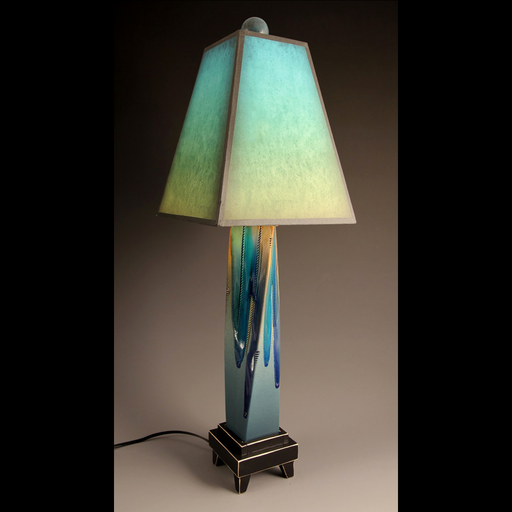 Lamp - Teal Watercolor on Twisted Blue Base - L/LTB