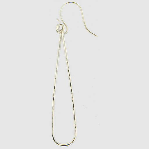 Earrings - Sterling Silver - Hammered Elongated Dangle - F10-SS