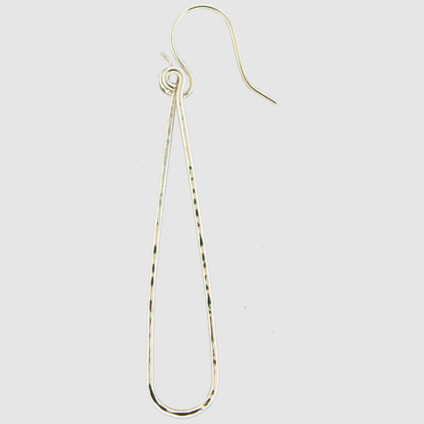 Earrings - Sterling Silver - Hammered Elongated Dangle - F10-SS