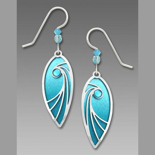 Earrings - Pointed Aqua teardrop w/IR Over & Cab - 7649