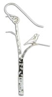 Earrings - Sterling Silver - Bird on Branch - F62-ss