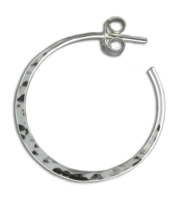 Earrings - Sterling Silver - Post Hammered Hoop - 25mm - PH11-SS